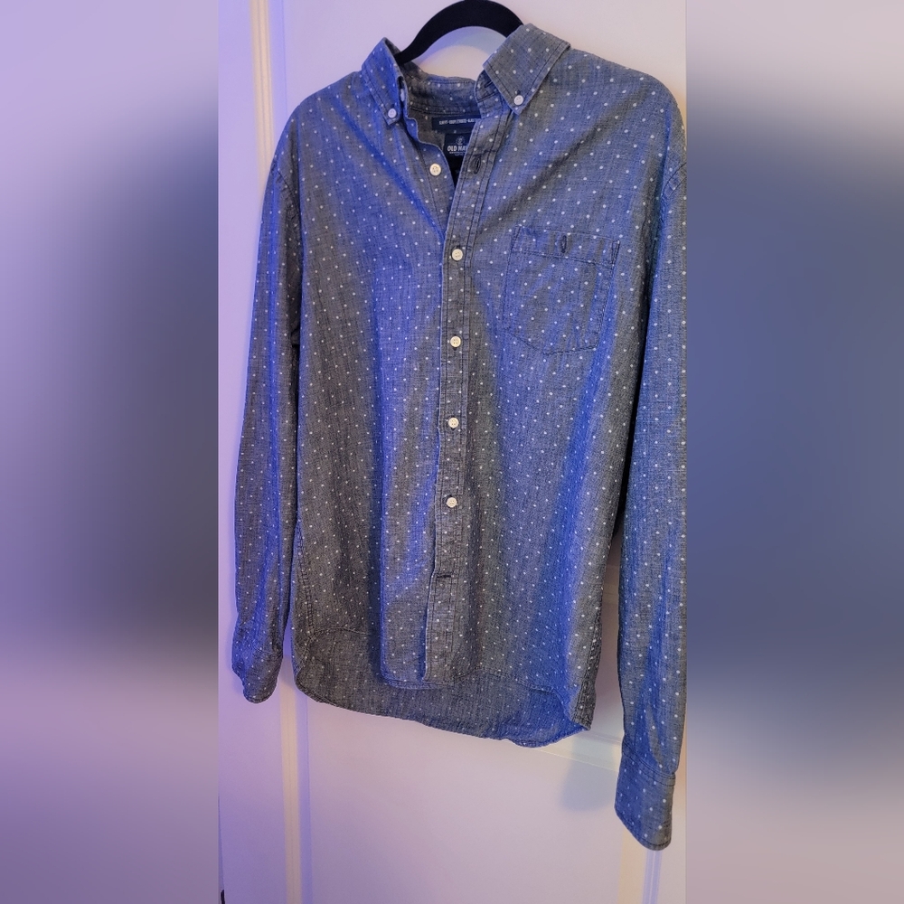 Men's Old Navy Slim Fit Blue/Denim Button-Down Shirt Size L